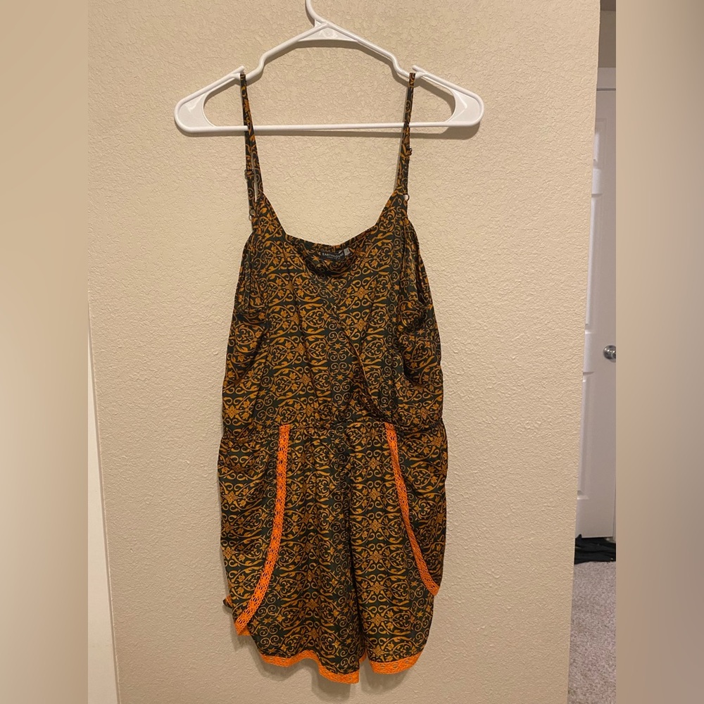 Earthbound- bronze and black romper. Size L